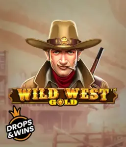  Meet the daring sheriff of "Wild West Gold," a captivating slot game by Pragmatic Play. The graphic depicts a confident sheriff with a golden star badge, set against a sun-baked Old West town backdrop. The game's title is boldly featured in a classic font, accentuating the theme of adventure and law enforcement in the wild frontier. 